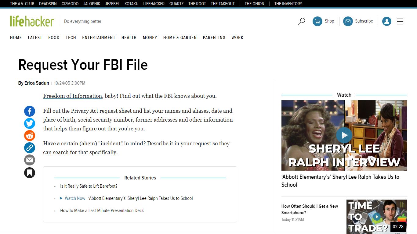 Request Your FBI File - lifehacker.com